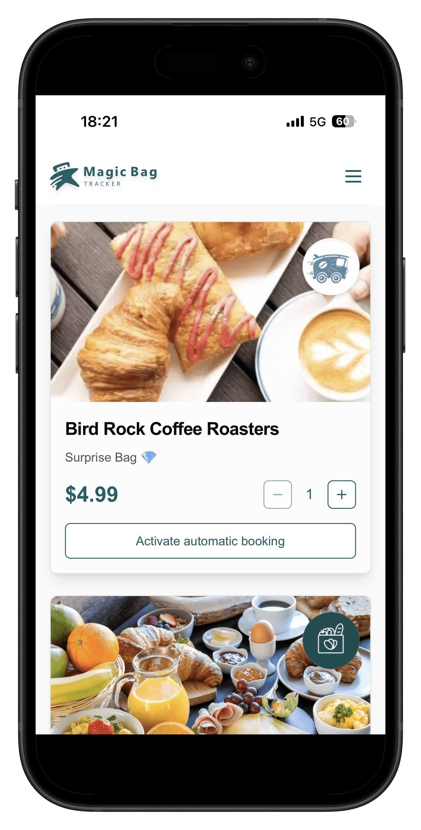 Screenshot del dashboard di Magic Bag Tracker con i sacchetti preferiti